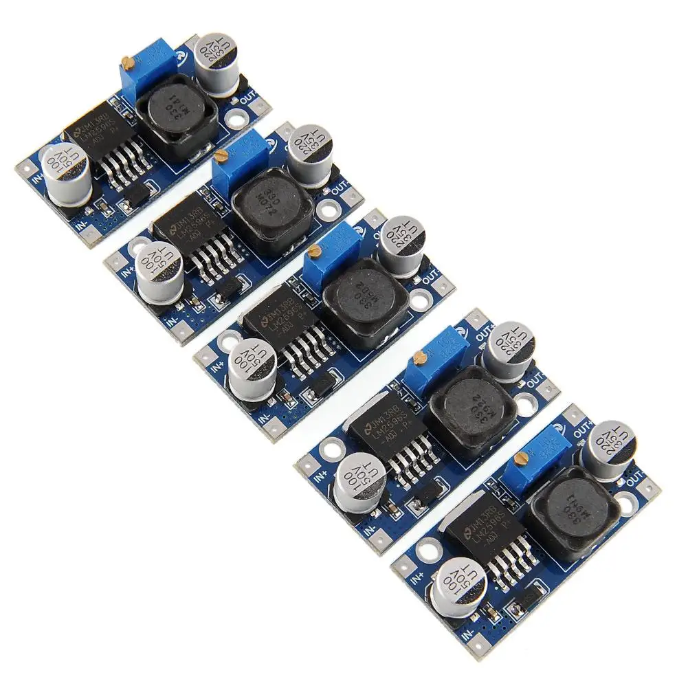 

Adjustable Voltage Buck Step Down Module Converter 5pcs LM2596 65KHz Regulator Power 1.25-35V 3A Supply DC Buck