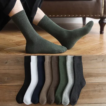 

Fall Winter Warm Thickening Wool Socks Men Pure Color Terry Thermal Sock Calcetines Calientes Cotton Socks Winter Socks