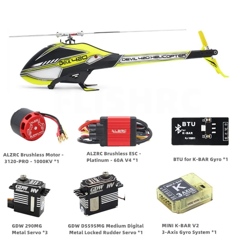 

ALZRC - Devil 420 FAST FBL Super Combo GDW DS290MG and GDW DS595MG with BTU 420 RC Helicopter
