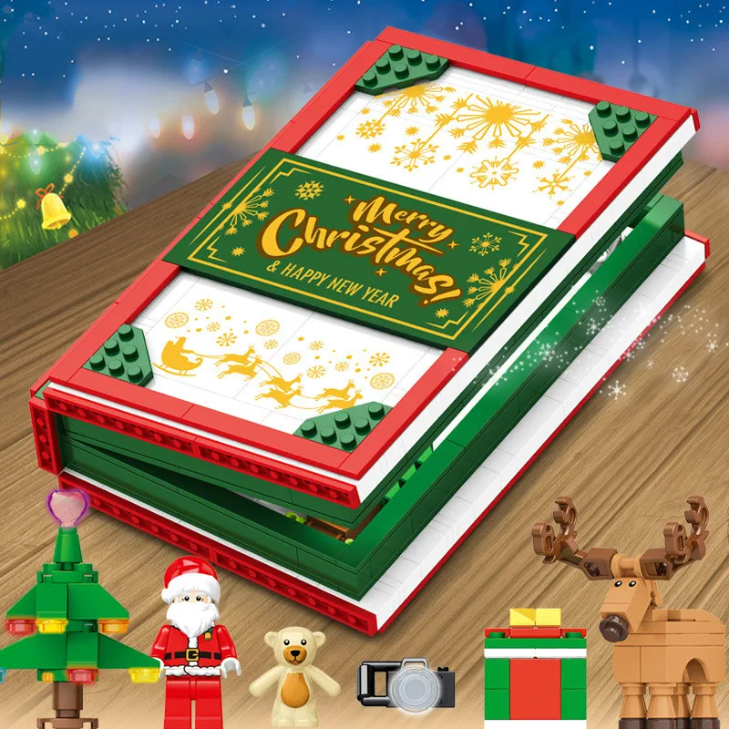 

Christmas Theme Series of 3D Pop-up Book Small Particles Puzzle Assembled Children's Building Blocks Toy Gift for Kids