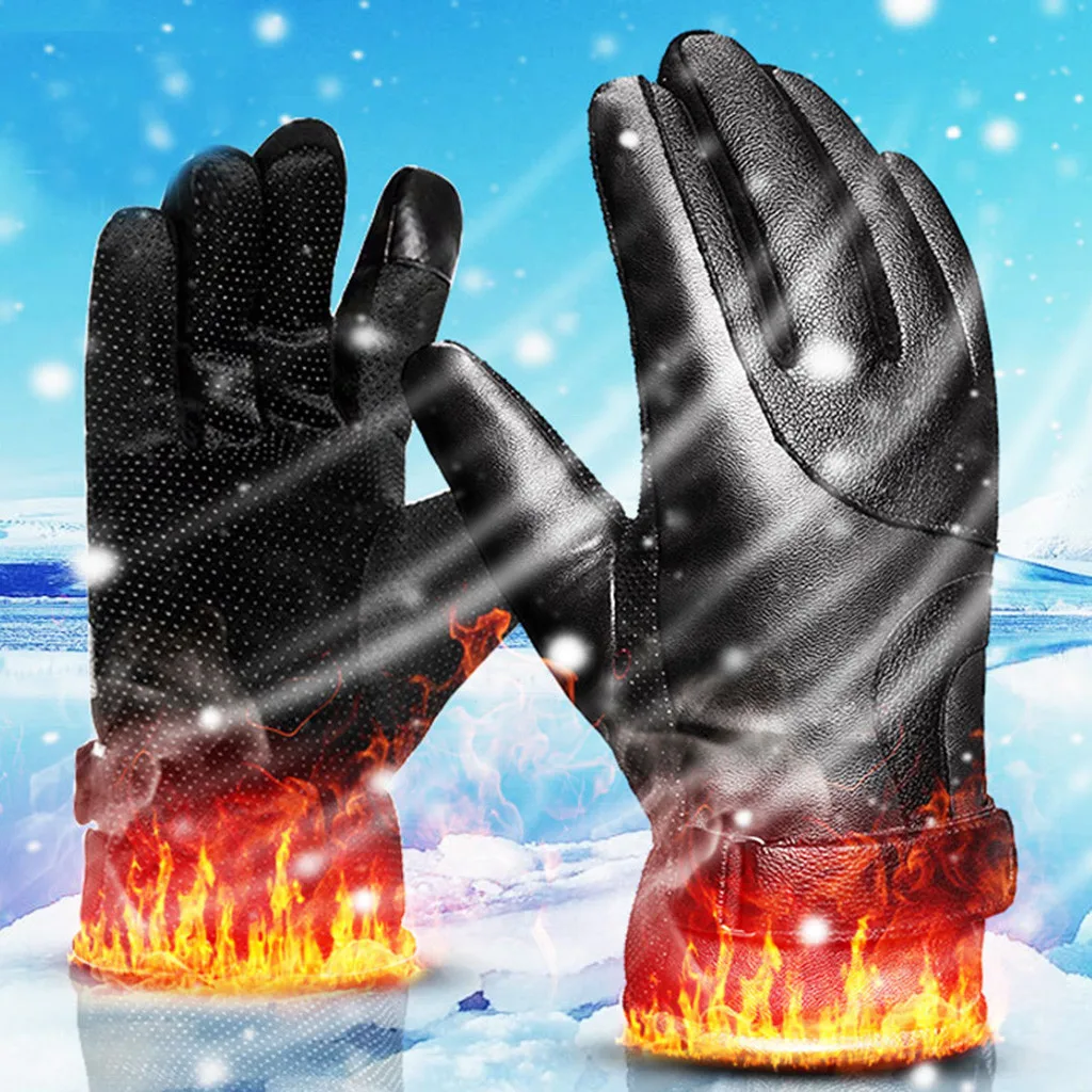 Лыжные перчатки зимние мужские из натуральной овчины кожаные перчатки осень зима теплые большие семь сенсорных экранов кожаные перчатки высокого качества
