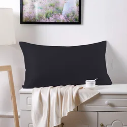 Luxurious Two-Sided Mulberry Silk Pillowcase - Hypoallergenic Beauty Care in White - 50cmX70cm 1pc (Black)