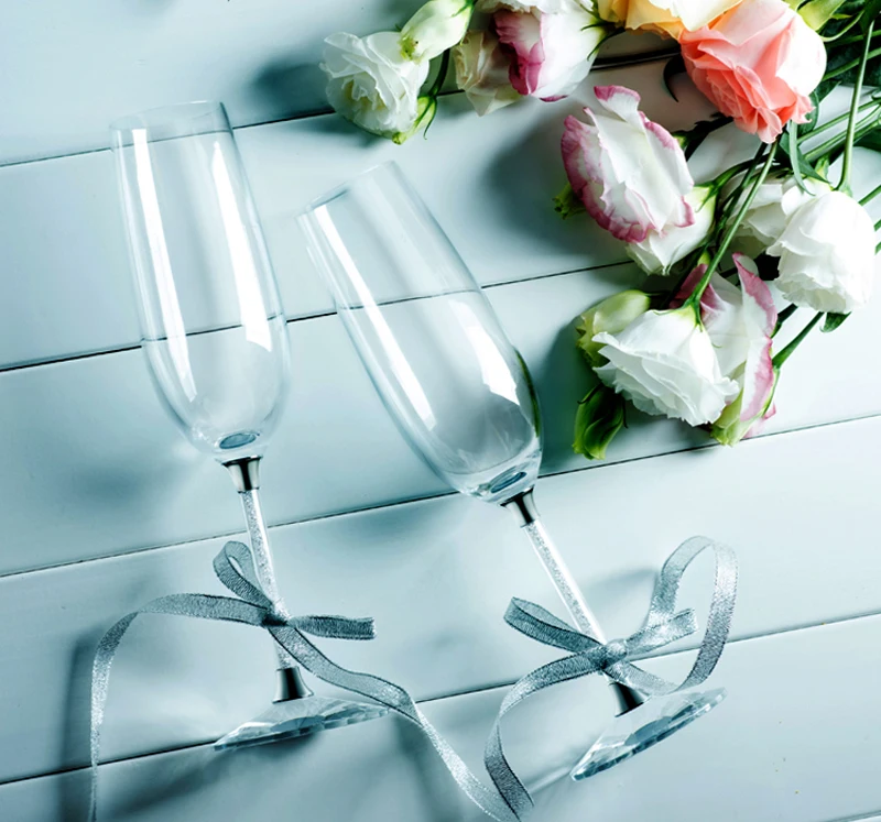 2pcs/set Luxury Crystal Diamond Champagne Cup Goblet wine glass romantic wedding glasses Gift box Party drinkware Supplies
