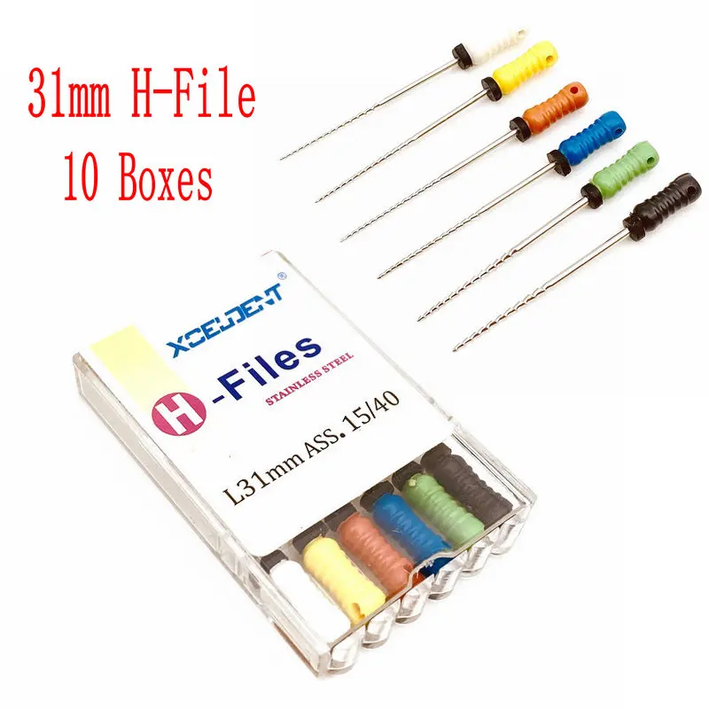 10Boxes Endodontic Root Canal H Files (Hand Use) Dental H File 31mm