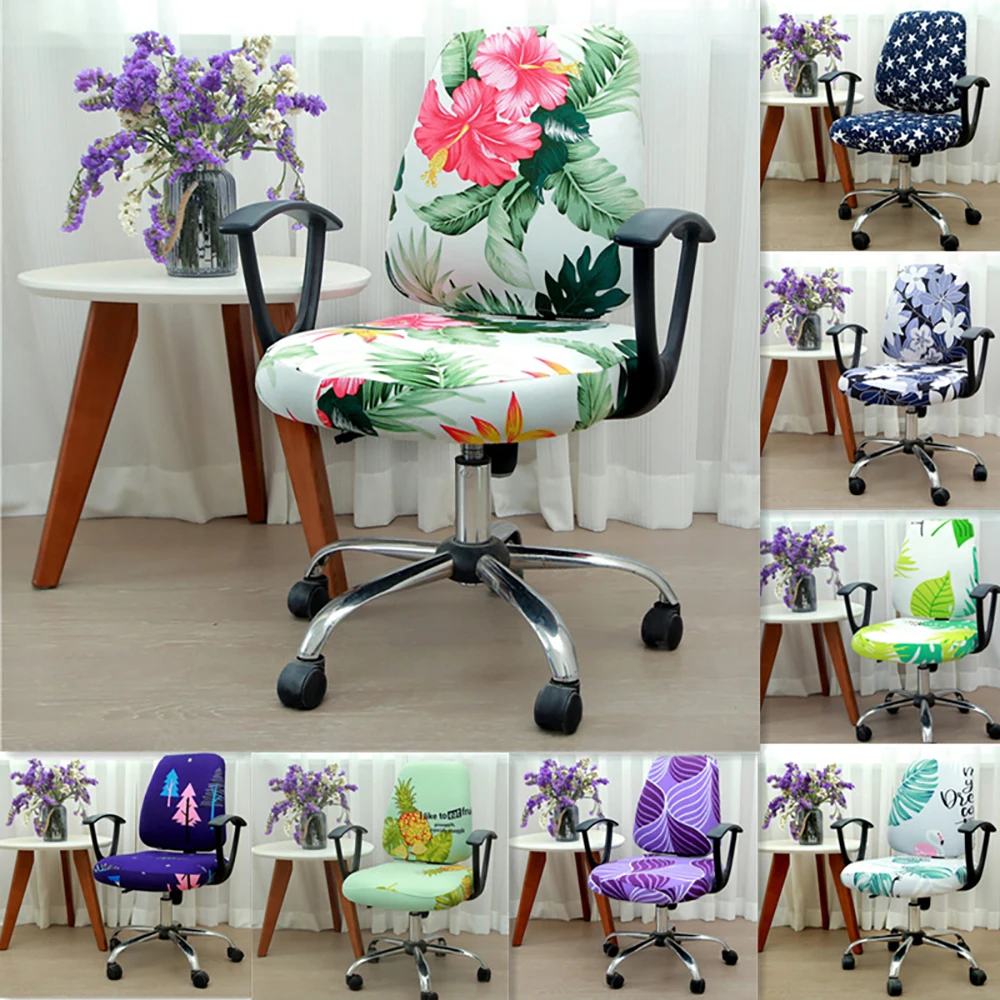 

23 Colors Modern Spandex Computer Chair Cover 100% Polyester Elastic Fabric Office Split Chair Cover Easy Washable Removeable