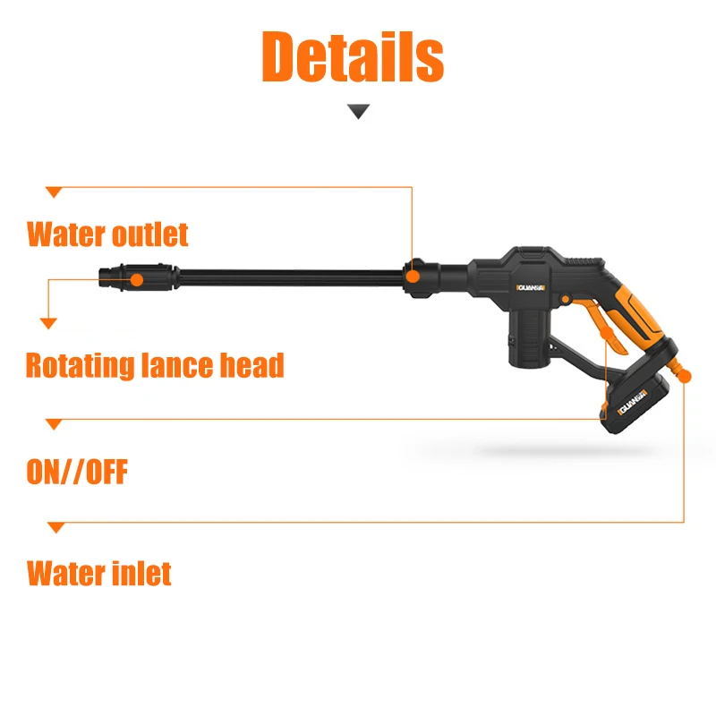 Электрические Водяные Пистолеты высокого давления 12 В, автомобильная мойка, беспроводная литиевая батарея, перезаряжаемая пенная Насадка+ шланг+ насадка, инструмент для очистки дома