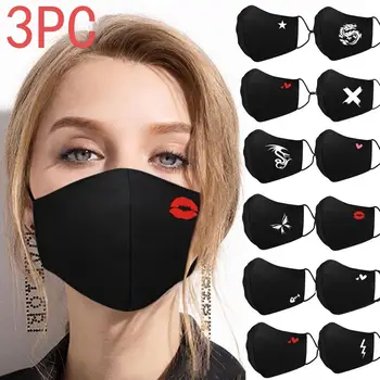 

3pcs/bag Solid Protective Mouth Black Mask Reusable (not for medical use) Unisex Washable Reusable Mask for Men and Women*P