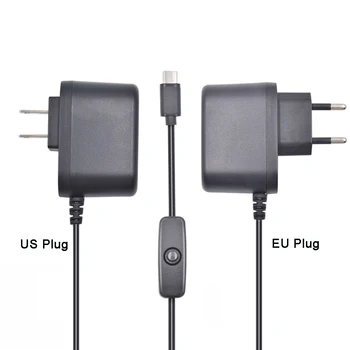 

LEORY 5V 3A Type-C US/EU Plug Power Charger Adapter With Switch Button For Raspberry Pi 4B support wholesale