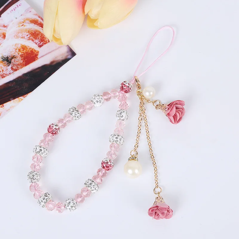 Shellnail Mobile Phone Lanyard Short Hand Strap for Key USB Diamond Bracelet Phone Case Flower Pendant DIY Tassel Phone Straps