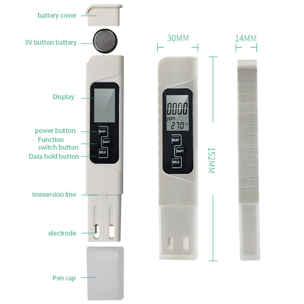 Digital Multifunctional LCD Monitor TDS EC Meter Water Quality Test Tools Monitoring TDS Meter with Box For Water Purifiers Food