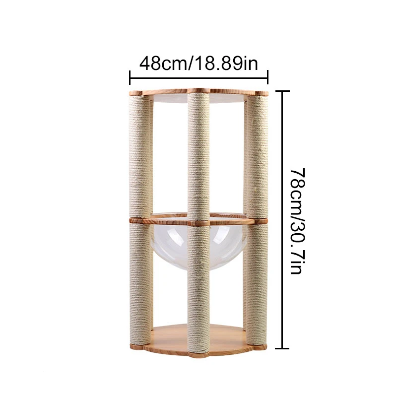 - RFWCAK Pet Cat Tree Climbing Frame Sisal Scratching Post Toy Grinding Claw With Space Capsule Cat Condo Solid Wood Cat Furniture
