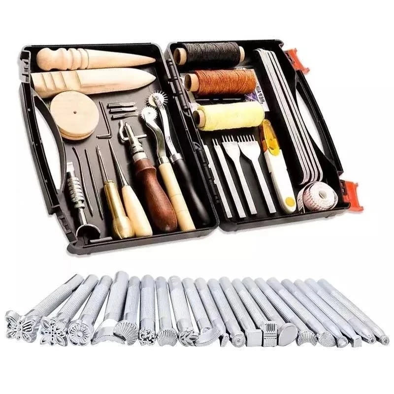 48 Pcs Leather Tools Craft DIY Hand Stitching Kit with Groover Awl