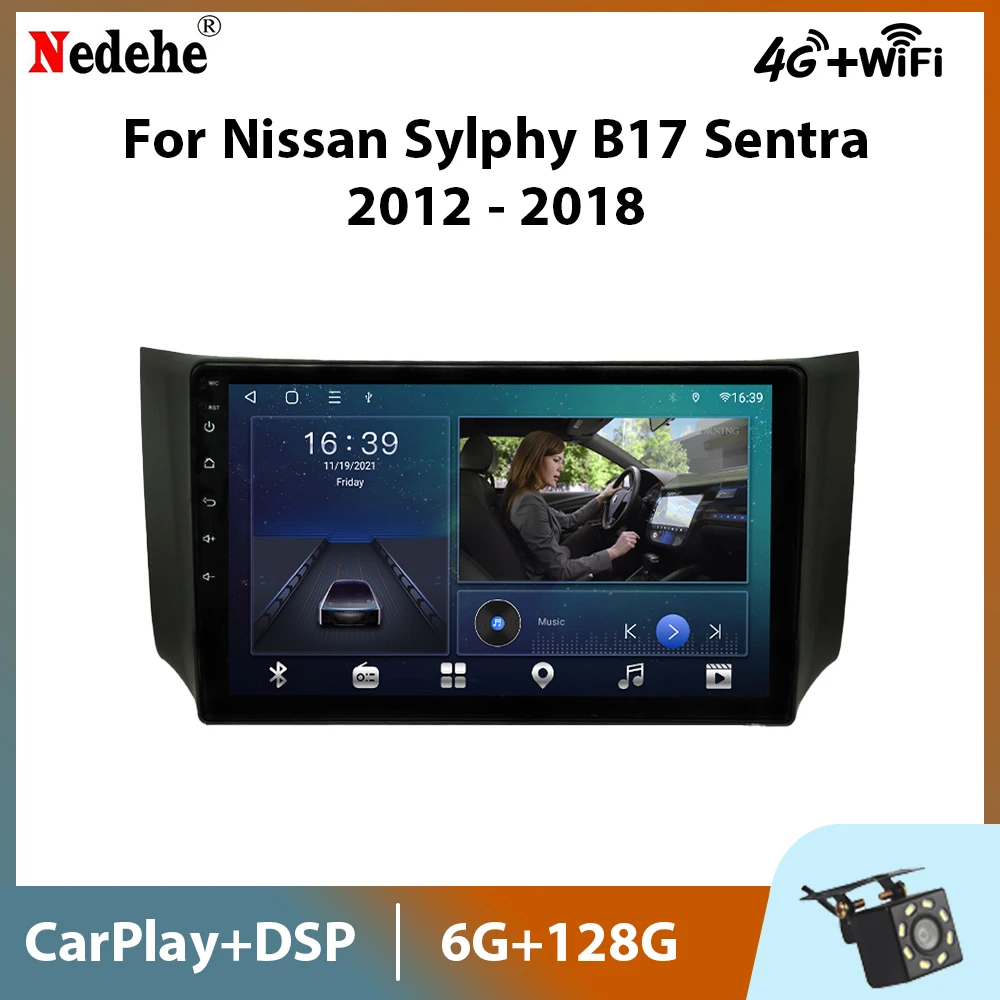 Автомобильный радиоприемник 8 ядер Android 11 для Nissan Sylphy B17 Sentra 12 2012-2018 мультимедийный