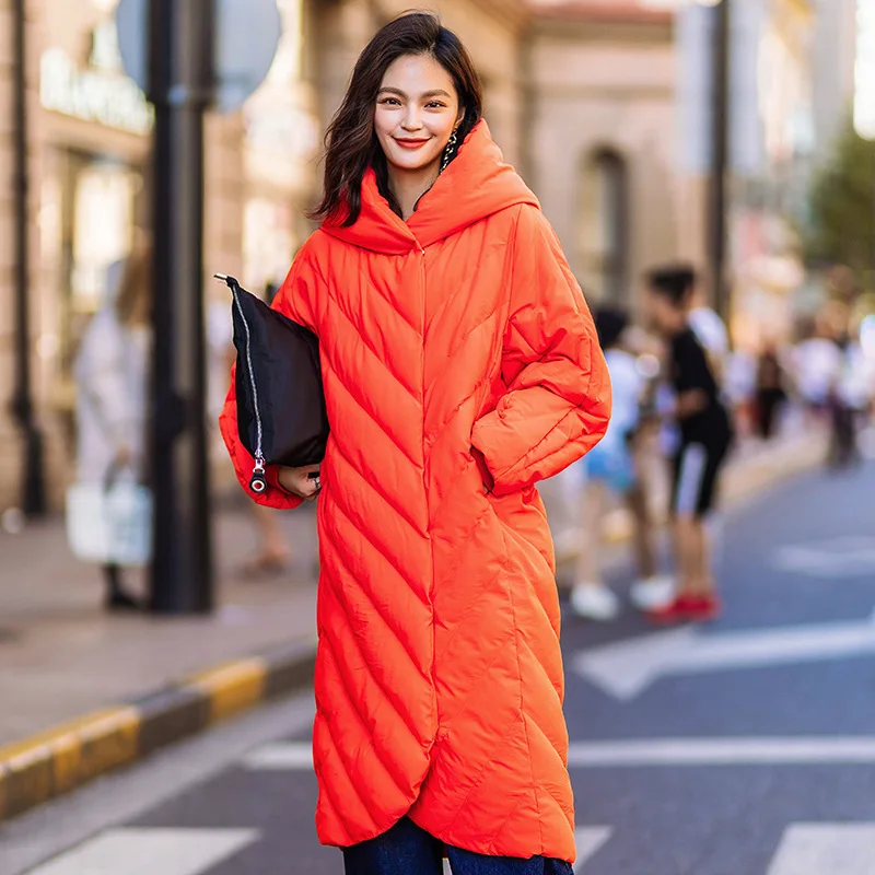 

S8137 Winter Thick Warm Cotton Overcoat WOMEN'S Dress Fashion Version of the Profile Version Large Quilt Cotton Coat