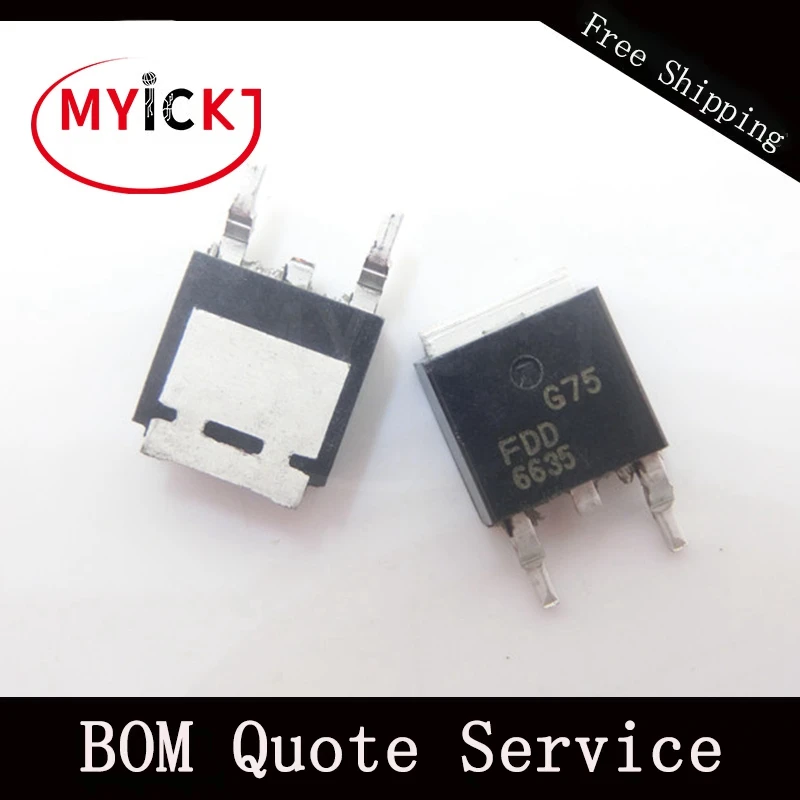 

10PCS FDD6635 TO-252 35V N-Channel PowerTrench MOSFET IC CHIP
