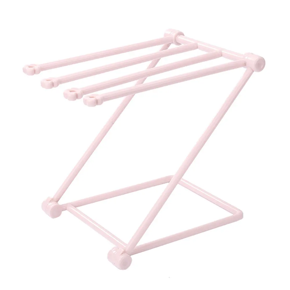 ligh pink Чистящая моющая вешалка для одежды, настольная организация, 4 цвета, тряпичная вешалка для одежды для кухни, полка для кухонных полотенец, складная - Цвет: ligh pink