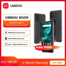 UMIDIGI BISON – Smartphone robuste et étanche, téléphone IP68/IP69K, Android 10 avec caméra matrice Quad 48MP, affichage FHD+ de 6,3 pouces, NFC, 6 Go et 128 Go 