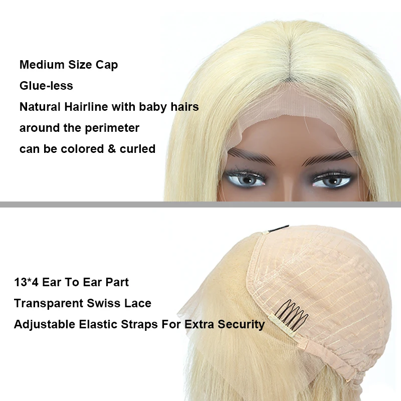 Yeswig 613 Lace Front Wig Blonde Remy Brazilian Straight Short Human Hair Wigs For Women Colored Bob Wig Transparent Middle Part