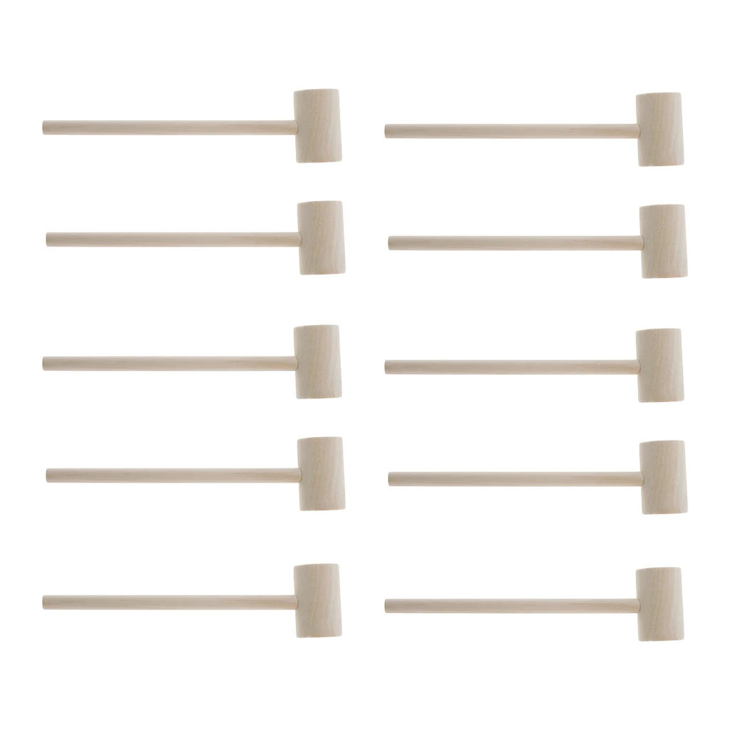 10pcs Leather Wooden Hammer Toy Crab Lobster Mallet Beating Gavel for Kids