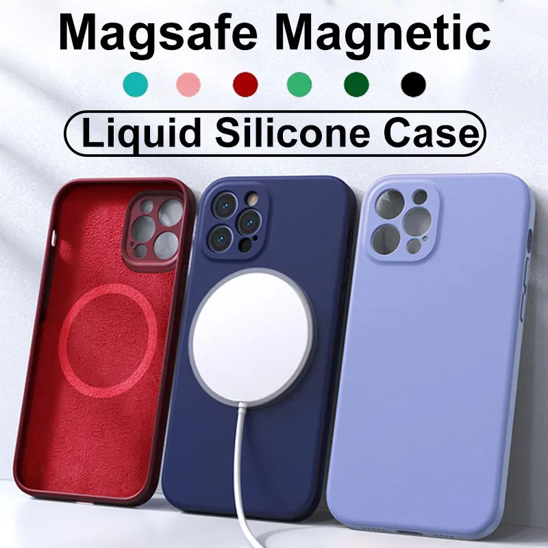 Магнитный беспроводной зарядный чехол Magsafe для iPhone 13 12 11 Pro Max Mini XR X XS 8 Plus жидкий