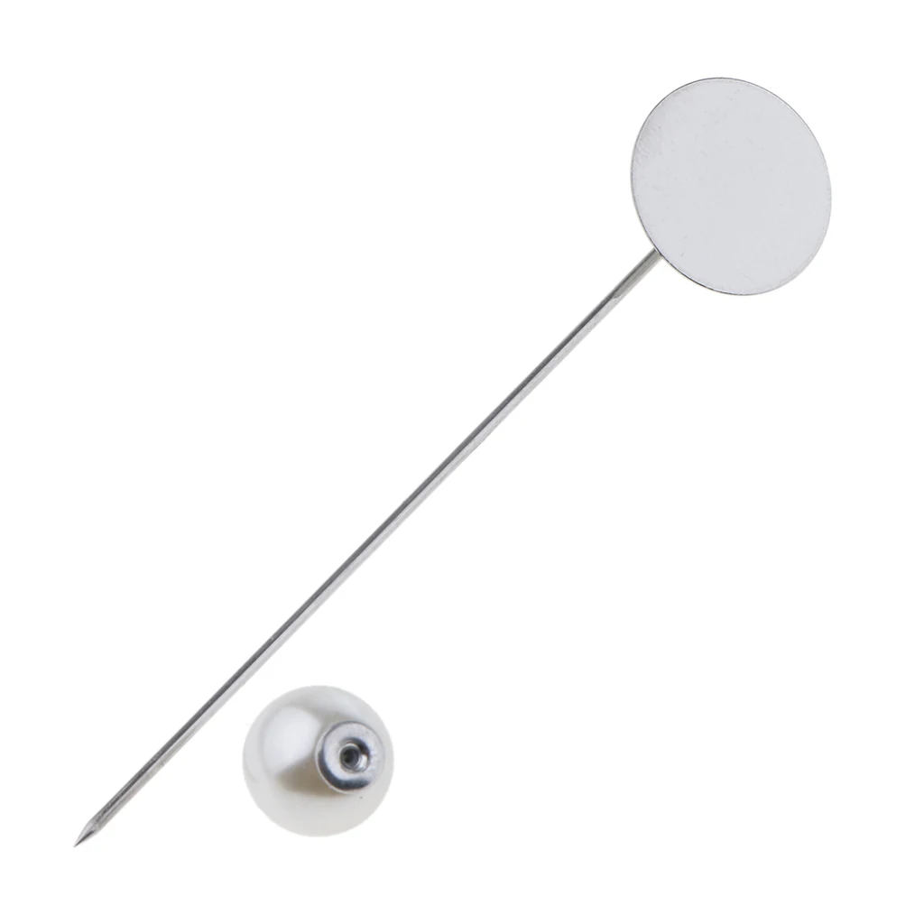 10pcs/Lot Stainless Steel Stick Pin Pearl Bead End Glue On Clutch Brooch DIY