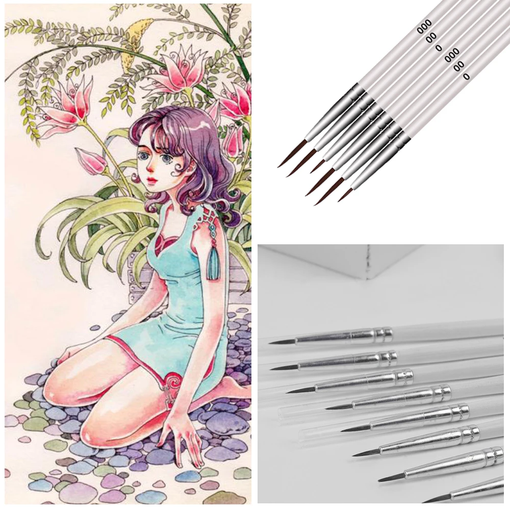 10Pcs/Set Point Tip Nylon Fiber Hair Line Drawing Pen Artist Paint Brush Thin Hook Art Tool Pen Popular