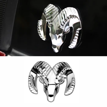 

1Pcs 3D Metal Chrome Stickers Car Body Rear Trunk Ram Head Styling Emblem Badge For Dodge Ram 1500 Caravan Accessories