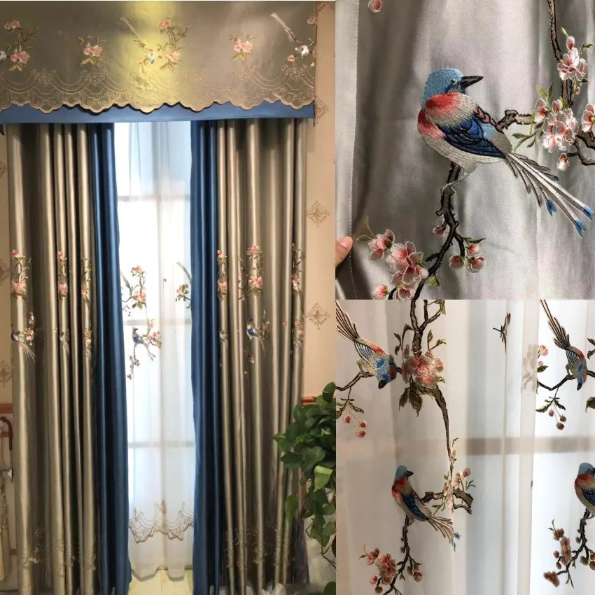 

New Chinese High Precision Embroidery Shading Curtains for Living Dining Room Bedroom.