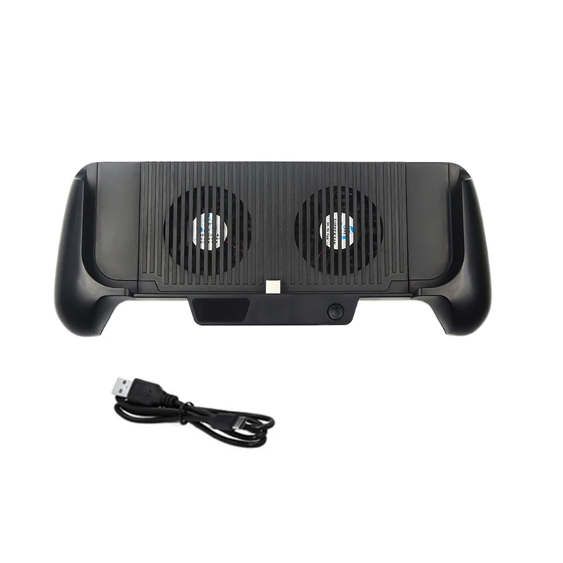 AABB-Multi-Function Charging Hand Grip Case for Switch Lite for Nintendo Switch Console with Dual Cooling Fan and Power Bank(Bla
