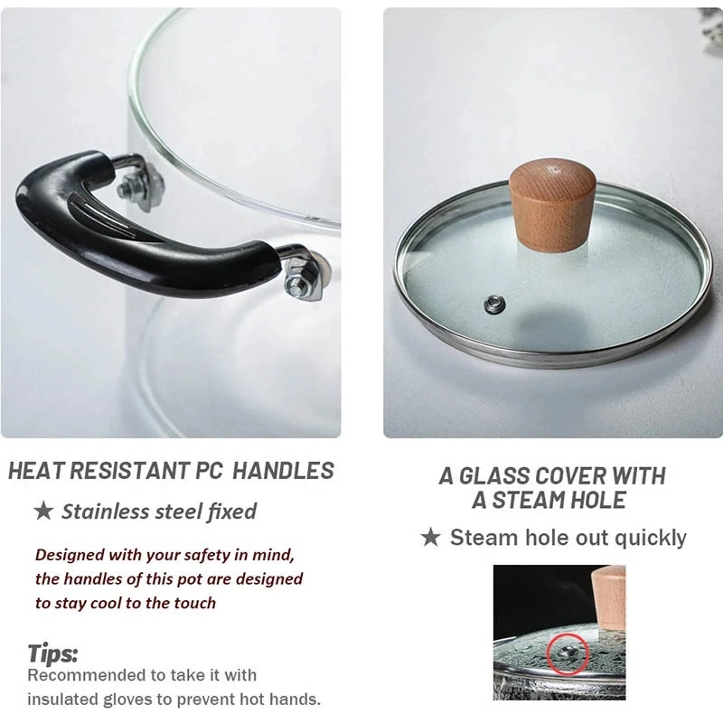 Glass saucepan Soup cooking pot vegetable salad noodle bowl flame explosion-proof cookware