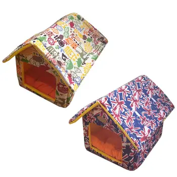 

Removable Teddy Bed Nest Kennel Washable Warm Canvas Printing Dog House Cage Tent Pet Supply