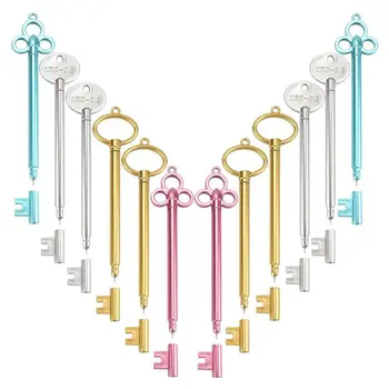 

Vintage Key Shape 0.38 mm Gel Ink Pen Bold Fine Point Black Ink Retro Chic Pens 12 Pcs Random Color