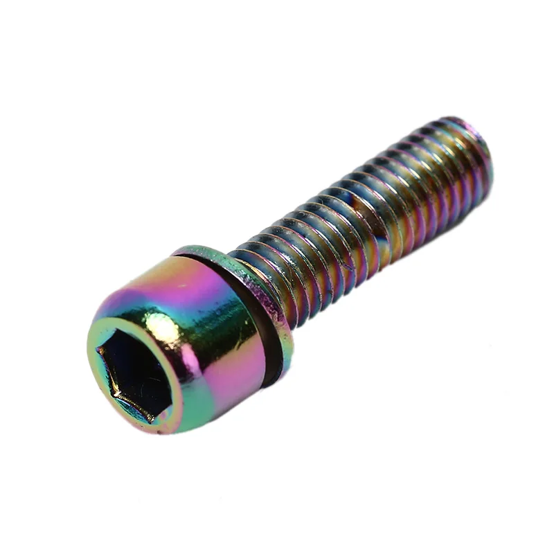 6 шт./упак. велосипедный вынос руля винт M5x18mm Титан Сталь сплав анти-коррозия болт для гарнитуры с шайбой руль болт