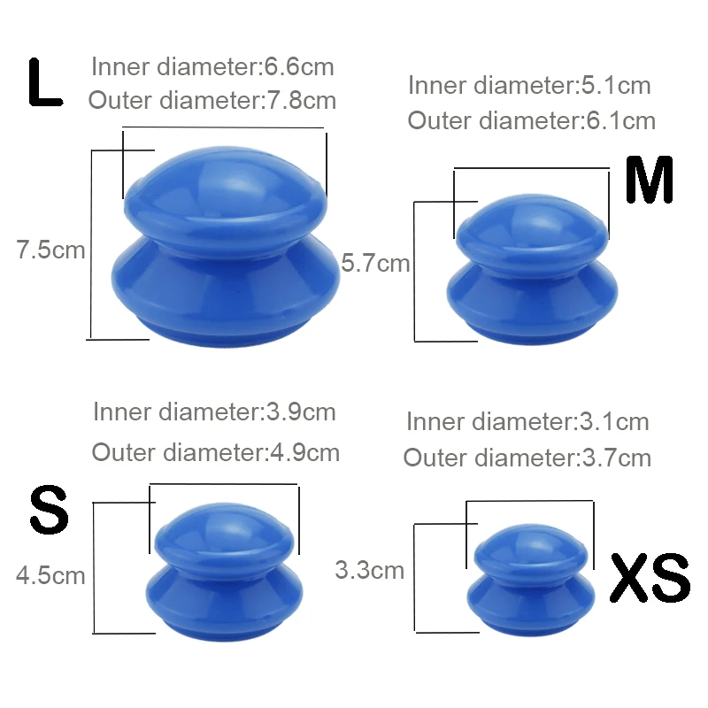 4Pcs Anti Cellulite Vacuum Silicone Cups SPA Facial Body Massage Jars Medical Chinese Cupping Therapy Suction Cupping Cup Set 6