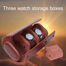 

Wholesales Storage Box Vintage Portable Faux Leather 3 Slots Wrist Watches Travel Case for Outdoors