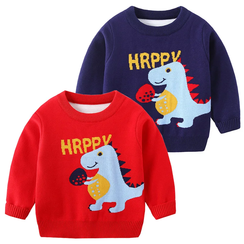 

Happy Dinosaur Boys Winter Sweaters Quality Warm Fall Clothes For Kids Children's Knitted Wear Toddler Pullover