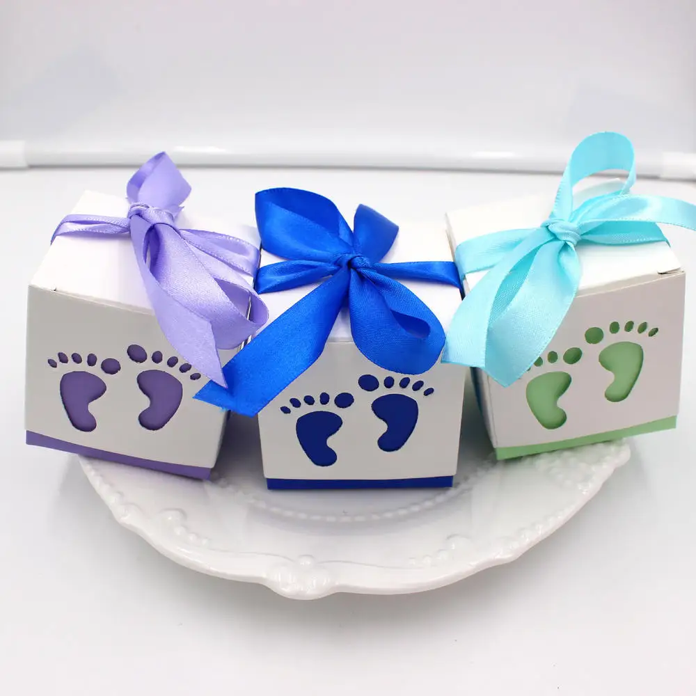 Baby Shower, Детская коробка для конфет для ног, лазерная вырезка, подарок для ребенка, Подарочная коробка для конфет, подарочные коробки для мальчиков и девочек на день рождения
