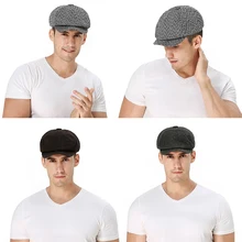 Herringbone pattern Europe and the United States newspaper hats men and women caps striped octagonal hats painter hat