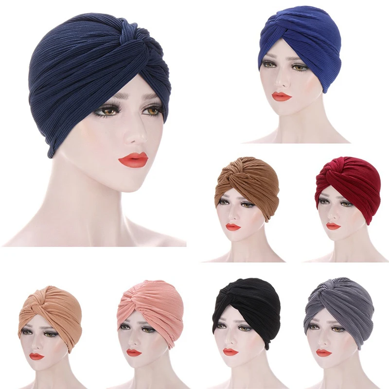 

New Fashion Women Hijab Hat Cotton Turban Dome Cap Headwear for Muslim Hijab Head Scarves Ladies Bonnet Cap Turban Hat Wholesale