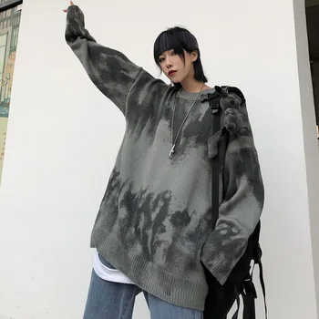 

2019 vintage Japanese outer wear sweater top dark loose sweater