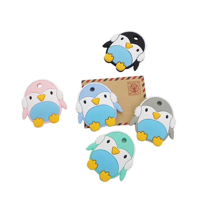 Chenkai 10PCS BPA Free Silicone Baby Penguin Teether Animal Teething Food Grade For Baby Chewable Pacifier Pendant Accessories