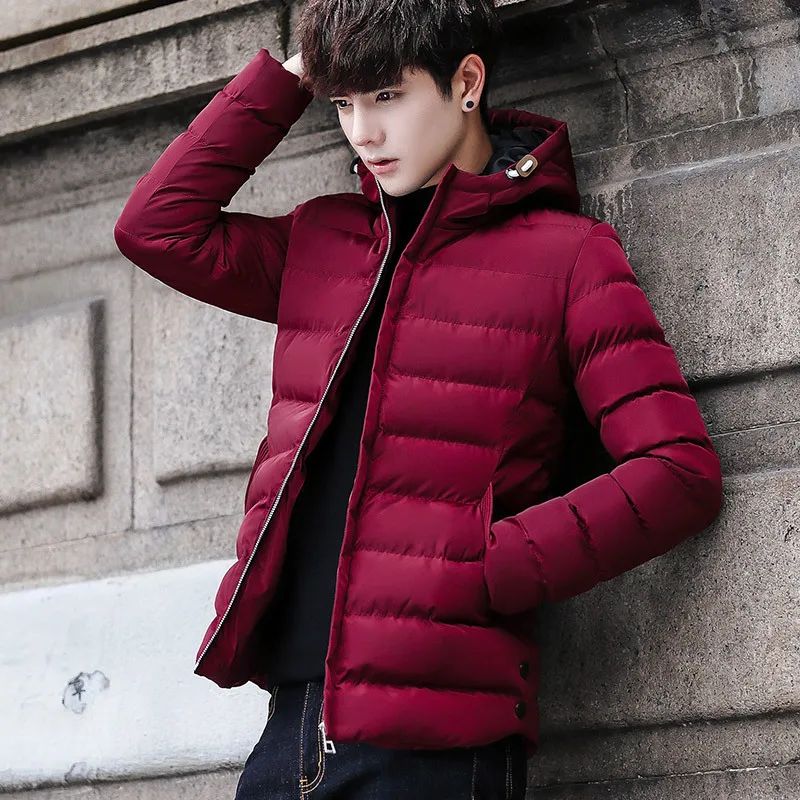 Winter New Style MEN'S Cotton-padded Coat Hooded Solid Color Short Slim Fit Cotton Coat Korean-style Fashion MEN'S Coat Cotton-p