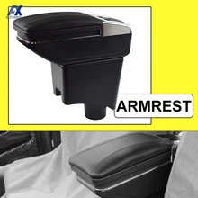 Storage Box For Renault Dacia Sandero I / Logan Arm Rest Rotatable Cup Holder Armrest Black Leather