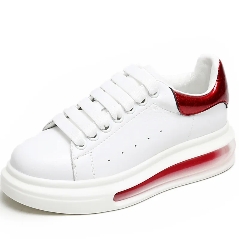 

RASMEUP Spring New Style Multi-color Air Cushion Bottom White Shoes 2020 Genuine Leather Platform Sneaker Trainers Lady Footwear
