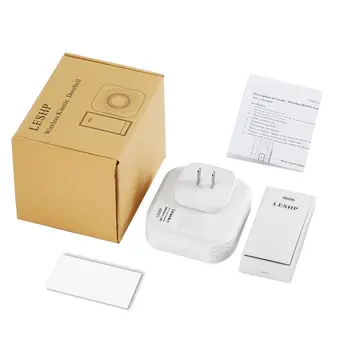 

LESHP Easy to Install Music Wireless Doorbell 150M Long-distance Remote Control Night Light 58 pieces Chord Music with US Plug