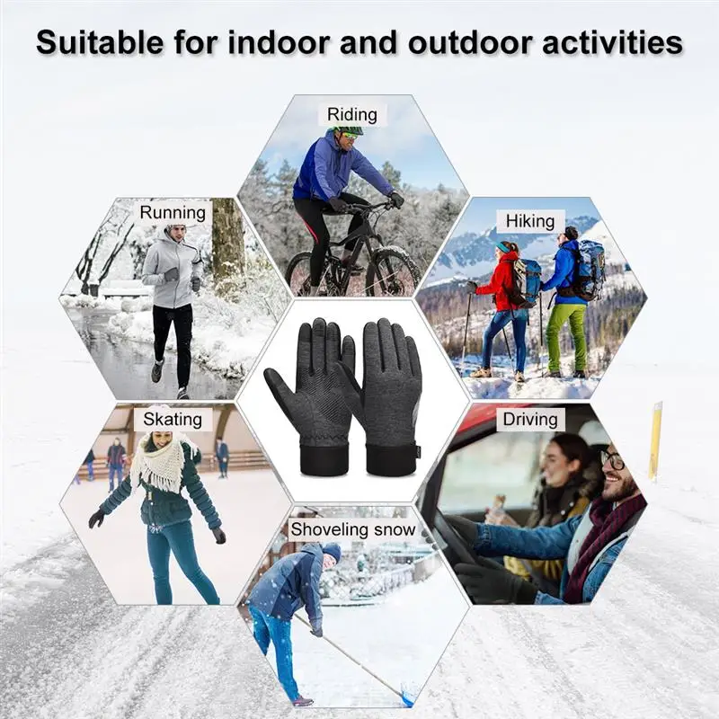 Vbiger, утолщенные зимние спортивные перчатки, теплые перчатки с сенсорным экраном, противоскользящие велосипедные перчатки для мужчин и женщин