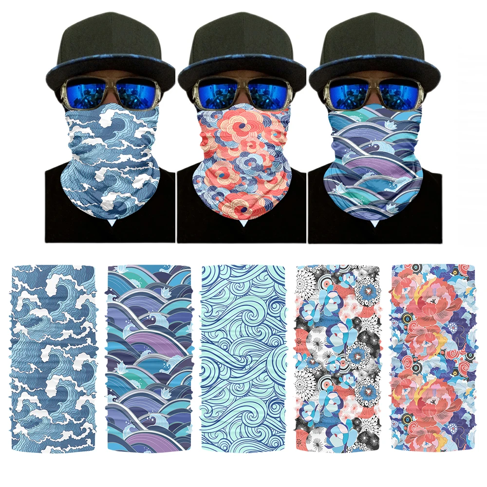 New Style Riding Turban Japanese Wave Multifunctional Dustproof Face Head Wrap Cover Bandana Hiking Headwear Magic Seamless Buff