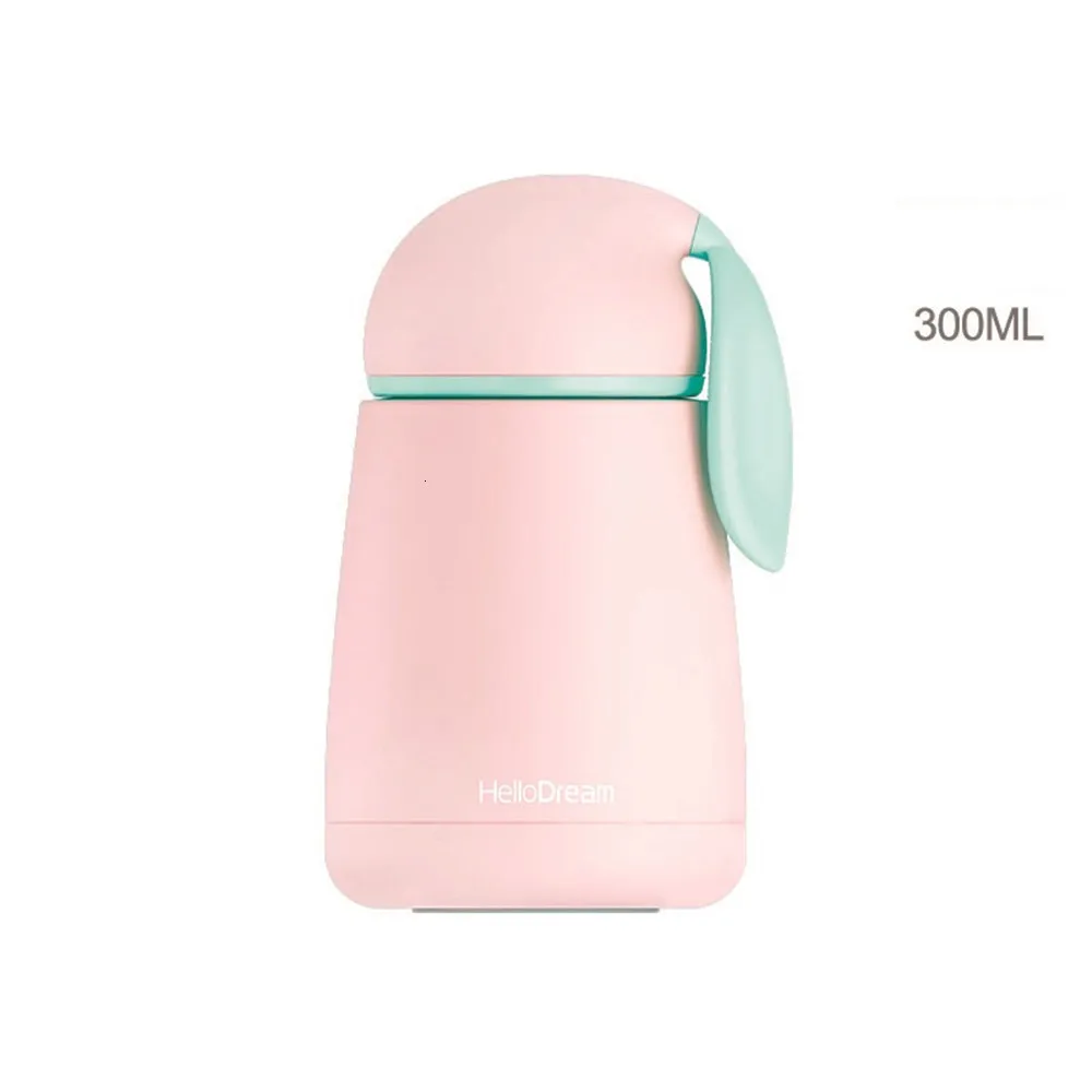Pink 300 мл Термос для детей с кроликом из мультфильма горячей воды с двойными стенками из нержавеющей стали Вакуумная двойной Слои Нержавеющая сталь кружка Чай Кофе изоляции чашки-термосы - Цвет: Pink