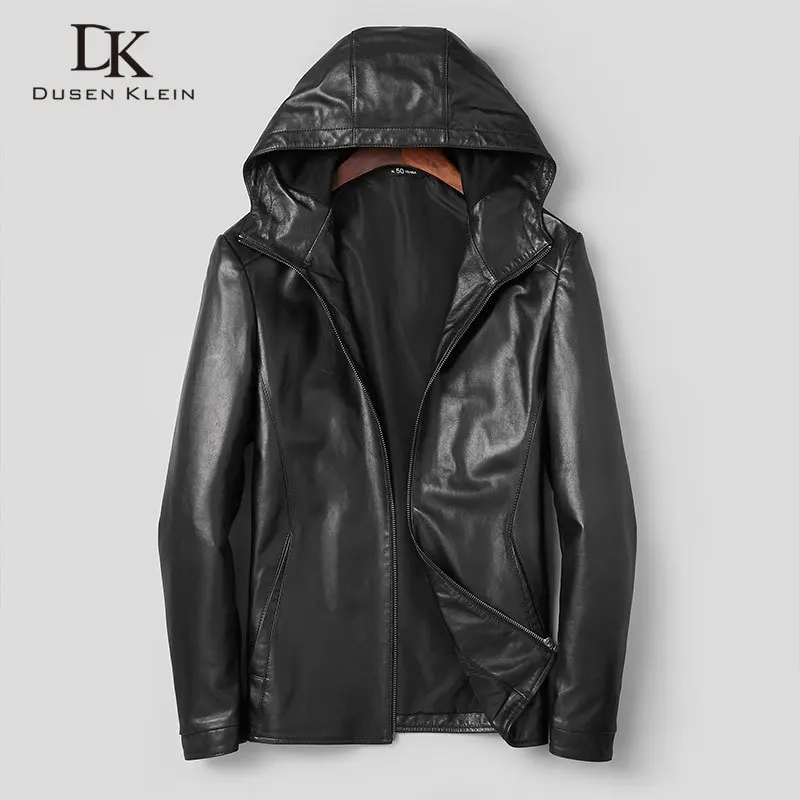 

Men Genuine Leather Jacket Real Sheepskin Jackets Casual Short Black Pockets 2020 Autumn New Jacket for Man t1938