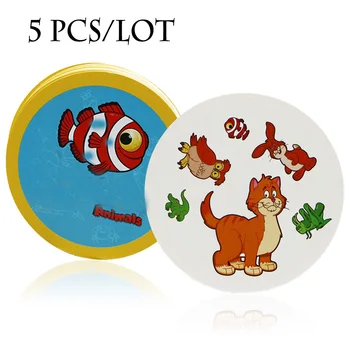 

5 pcs/lot spot animals board game high quality pair it dobble Children family fun card game for wholesale